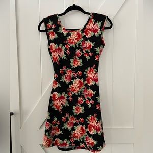 Black dress with roses, cross back
